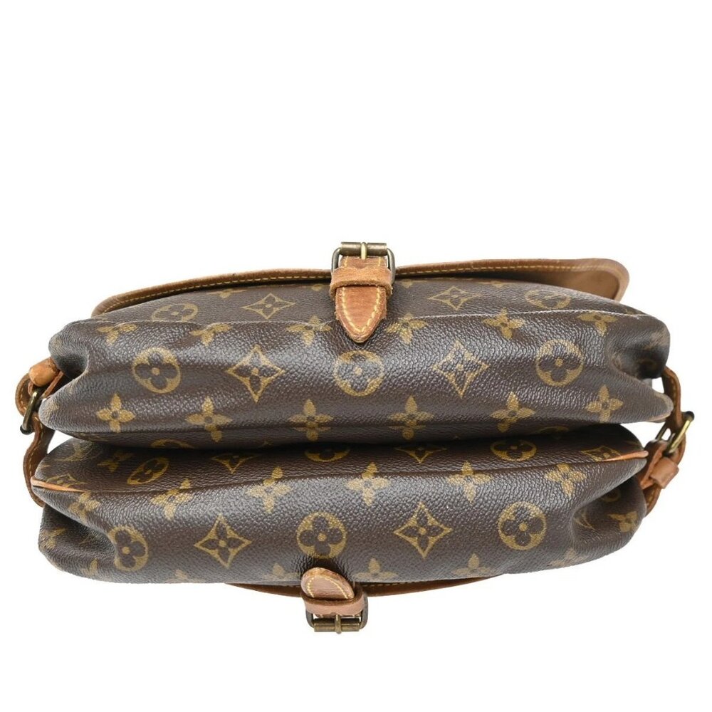 LOUIS VUITTON Logo Saumur MM Shoulder Bag Monogram Leather Brown M40710 64ZA077 - Picture 6 of 16